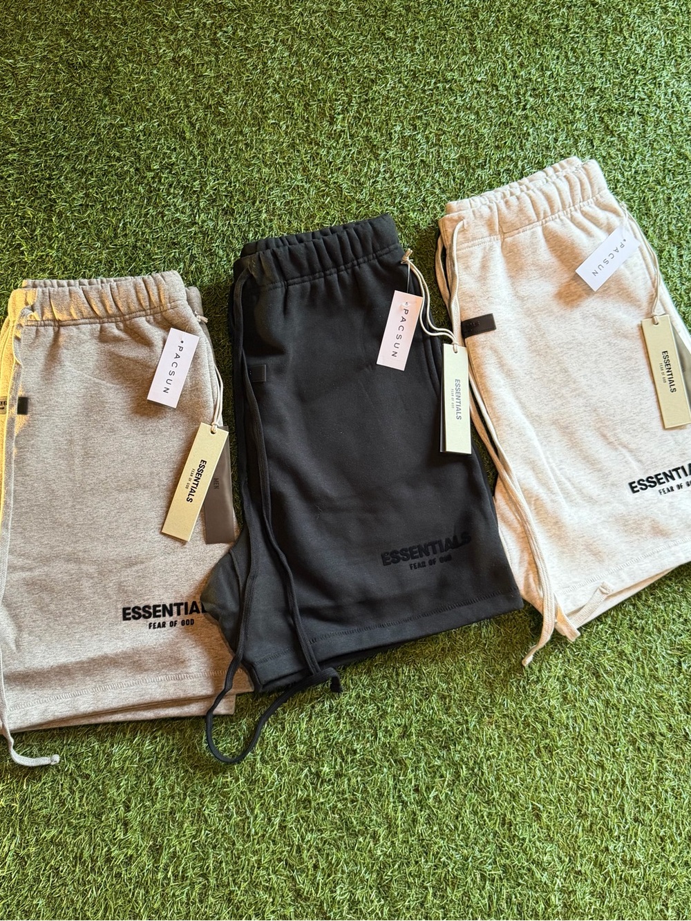 Fear of God Essentials 3-Pack Sweat Shorts Stretch Limo Dark & Light Oatmeal